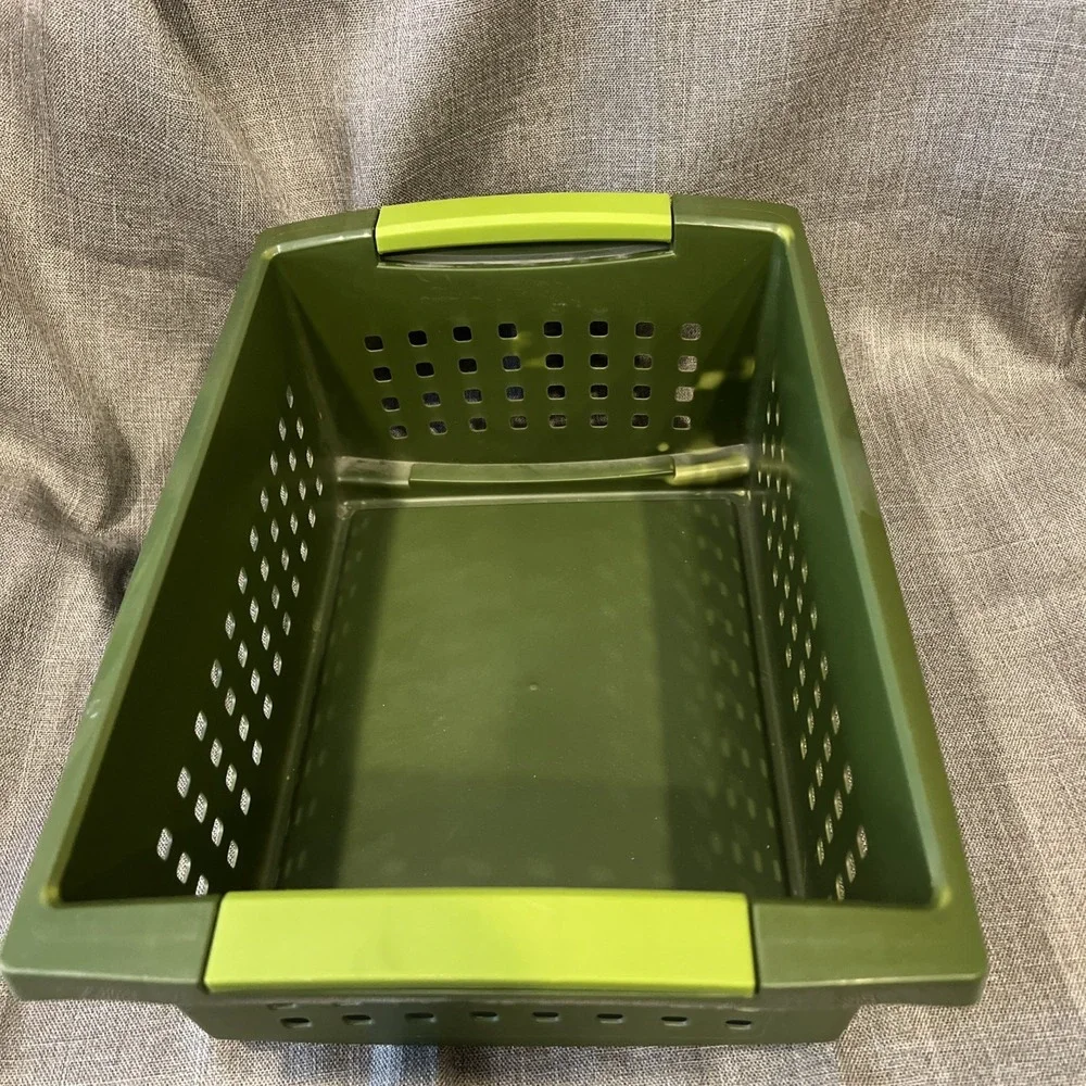 Sterilite  Green  Stacking Basket Storage Container 14.5x10x6